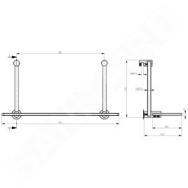 Sapho Circle - Etagère suspendue pour paroi de douche 400x180x128 mm, verre/chrome 1301-15