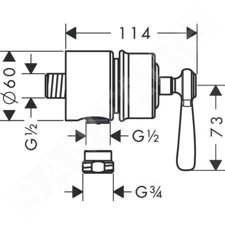 Axor Montreux - Raccord de tuyau Fixfit Stop, chromé 16883000