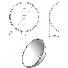 Sapho Beauty - Vasque à poser, diamètre 420 mm, verre/or 2501-22