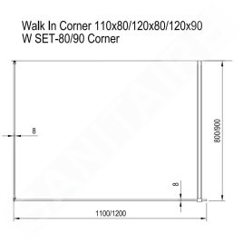 Ravak Walk-In - Cabine de douche Walk-in Corner 120/80, 1200x800 mm, aluminium brillant/verre clair GW1CG4C00Z1