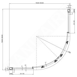 Ravak Blix - Cabine de douche quart de rond en quatre parties BLCP4-80 Sabina, 780-800 mm, blanc/verre Grape 3B240140ZG