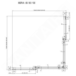Ravak Matrix - Cabine de douche en quatre parties MSRV4-100/100, 985-1005 mm, blanc/verre clair 1WVAA100Z1