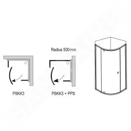 Ravak Pivot - Cabine de douche carrée PSKK3-80, 770-795 mm, aluminium brillant/verre transparent 37644C00Z1