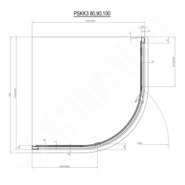 Ravak Pivot - Cabine de douche carrée PSKK3-80, 770-795 mm, aluminium brillant/verre transparent 37644C00Z1