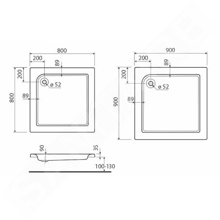 Kolo Standard Plus - Receveur de douche en acrylique, 800x800 mm, blanc XBK1580000