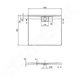 Villeroy & Boch Architectura MetalRim - Receveur de douche, 900x1000 mm, anthracite UDA1090ARA248V-1S