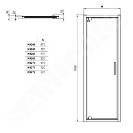 Ideal Standard Connect 2 - Porte de douche pivotante 700 mm, silver bright/verre clair K9266EO