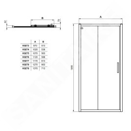 Ideal Standard Connect 2 - Porte de douche coulissante, 2 pièces, 1.100 mm, silver bright/verre clair K9275EO