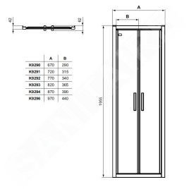 Ideal Standard Connect 2 - Porte de douche 850 mm, silver bright/verre clair K9293EO