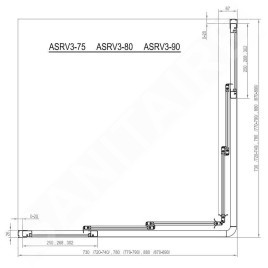Ravak Supernova - Porte de douche ASRV3-80, 770-790 mm, satin/Pearl 15V40UR211