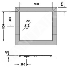 Duravit Tempano - Receveur de douche900x800 mm, blanc 720192000000000