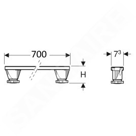 Geberit Accessoires - Set pour montage brute 700 mm, hauteur 9-21 cm, pour bacs à partir de 1400 mm 554.959.00.2