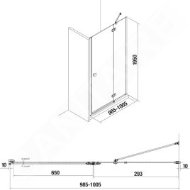 Jika Cubito Pure - Porte de douche rabattable 1000 ????mm, droit, Jika Perla Glass, argent/verre clair H2544250026681