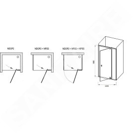 Ravak Nexty - Porte de douche pivotante 1200 mm, chrome/verre transparent 03OG0C00Z1