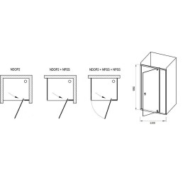 Ravak Nexty - Porte de douche pivotante 1200 mm, verre satiné/clair 03OG0U00Z1