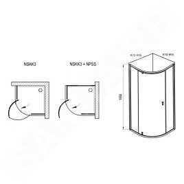 Ravak Nexty - Cabine de douche quart de rond, 1000x1000 mm, blanc/verre clair 3O6AA101Z1