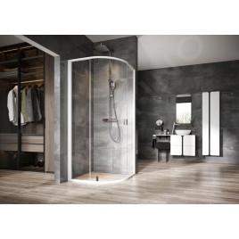 Ravak Nexty - Paroi de douche quart de rond, 900x900 mm, blanc/chrome/verre clair 3O677100Z1