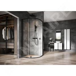 Ravak Nexty - Cabine de douche quart de cercle, 900x900 mm, noir/verre clair 3O677300Z1