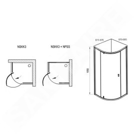 Ravak Nexty - Cabine de douche quart de cercle, 900x900 mm, noir/verre clair 3O677300Z1