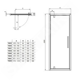 Ideal Standard i.Life - Porte de douche pivotanteante 800 mm, silver bright / verre clair T4837EO