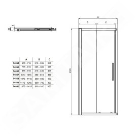 Ideal Standard i.Life - Porte de douche coulissante, deux battants, 1400 mm, silver bright / verre clair T4860EO