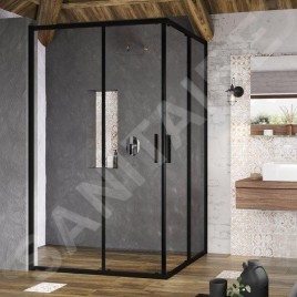 Ravak Blix Slim - Porte de douche, 900x1950 mm, noir/verre clair X1XM70300Z1