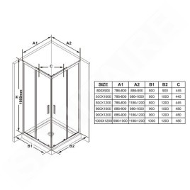 Ravak Blix Slim - Porte de douche, 1200x1950 mm, noir/verre transparent X1XMG0300Z1
