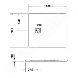 Duravit Sustano - Receveur de douche 1000x900 mm, DuraSolid, gris mat 720274630000000
