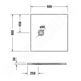 Duravit Sustano - Receveur de douche 900x900 mm, DuraSolid, blanc mat 720271740000000