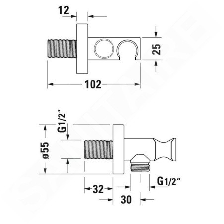 Duravit Accessoires - Coude de raccordement de douche, noir mat UV0630009046