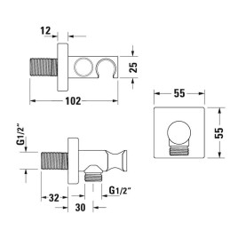 Duravit Accessoires - Coude de raccordement de douche, noir mat UV0630010046