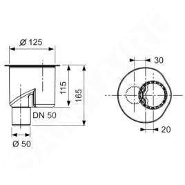 Tece Accessoires - Siphon pour caniveau de sol vertical, évacuation DN50 650003