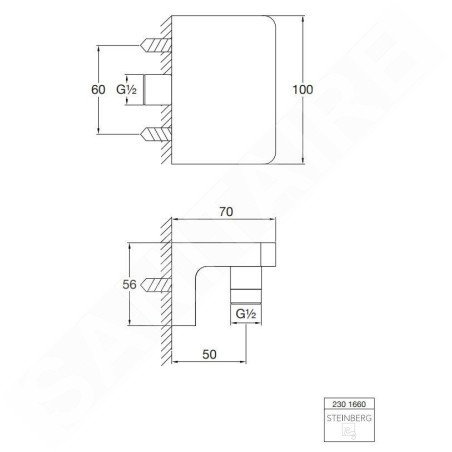 Steinberg 230 - Coude de raccordement de douche, chrome 230 1660