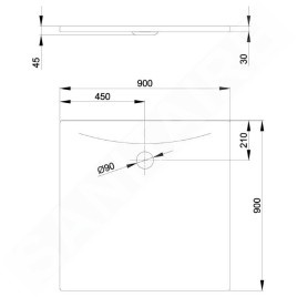 Bette Floor Side - Receveur de douche 90x90 cm, blanc 3381-412