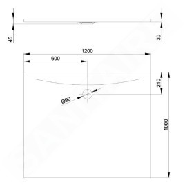 Bette Floor Side - Receveur de douche 120x100 cm, snow 3383-440