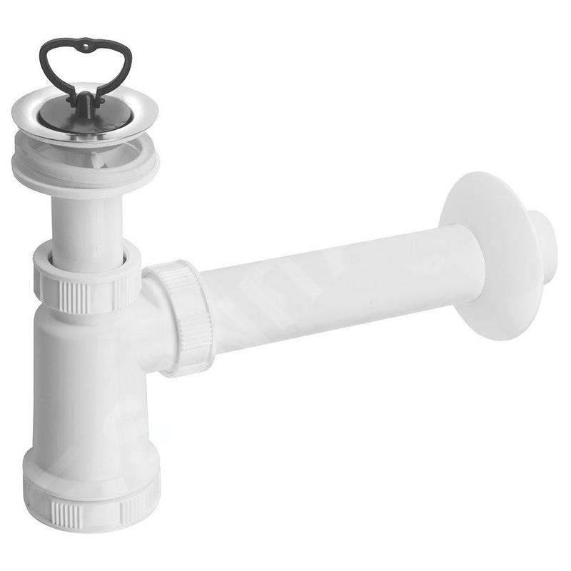 Bruckner Accessoires - Siphon de lavabo 1 1/4, sortie et bouchon, bonde 40 mm, blanc 151.112.0