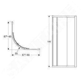Geberit GEO - Cabine de douche 90x90 cm, argent/verre clair 560.121.00.2
