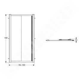 Geberit GEO - Porte de douche 100x190 cm, argent/verre clair 560.133.00.2