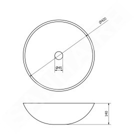 Sapho Blok - Vasque, diamètre 420 mm, sans trop-plein, carrare 2401-42
