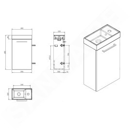 kielle Vega - Meuble avec lave-mains, 40x68x22 cm, blanc brillant 50018S40