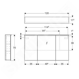 Geberit Option - Armoire de toilette avec éclairage, 1200x700x172 mm 500.592.00.1