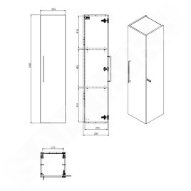 kielle Vega - Armoire haute à suspendre, 140x33x33 cm, blanc brillant 50218010