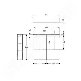Geberit Option - Armoire de toilette avec éclairage, 750x700x150 mm 500.205.00.1