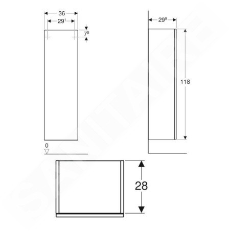 Geberit Smyle Square - Armoire 1180x360 mm, noyer 500.361.JR.1