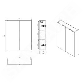 kielle Vega - Armoire avec miroir, 60x73x15 cm, blanc brillant 50118600
