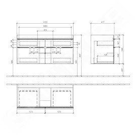 Villeroy & Boch Venticello - Meuble-vasque, 1153x590x502 mm, 4 tiroirs, Glossy White A92901DH