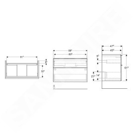 Geberit iCon - Meuble lavabo, 89x62x48 cm, 2 tiroirs, chêne 502.305.JH.1