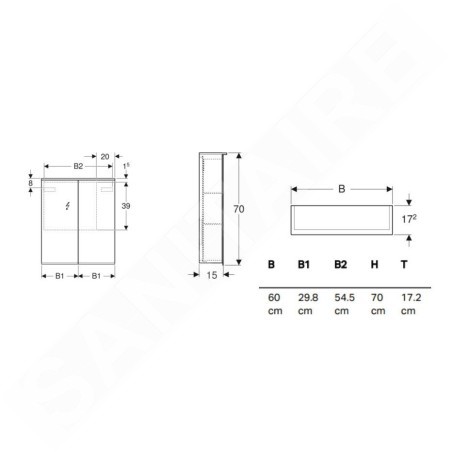 Geberit Option - Armoire de toilette avec éclairage, 600x700x172 mm 500.593.00.1