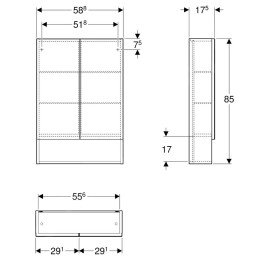 Geberit Selnova Square - Armoire de toilette 850x588x175 mm, 2 portes, blanc brillant 501.264.00.1