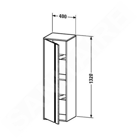 Duravit Ketho - Armoire haute 1320x400x360 mm, droite, blanc brillant KT1257R2222